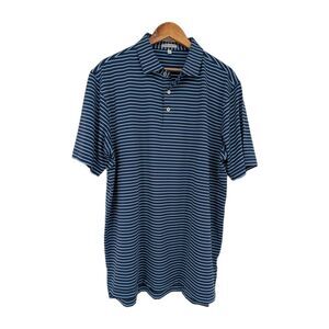 Peter Millar Summer Comfort Polo Shirt XL Blue Stripes Lightweight Golf Tennis